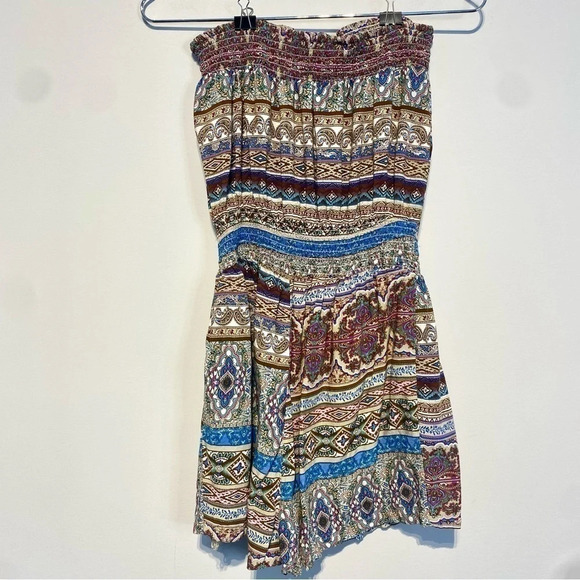 Strapeless boho short romper / multi / XL - Picture 7 of 10
